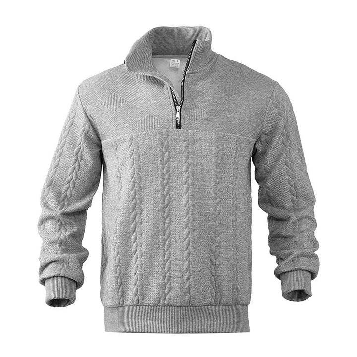 Herren Pullover Zopfstrick mit Viertelreißverschluss (2)
