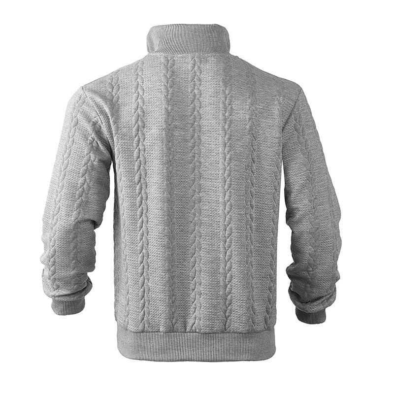 Herren Pullover Zopfstrick mit Viertelreißverschluss (3)