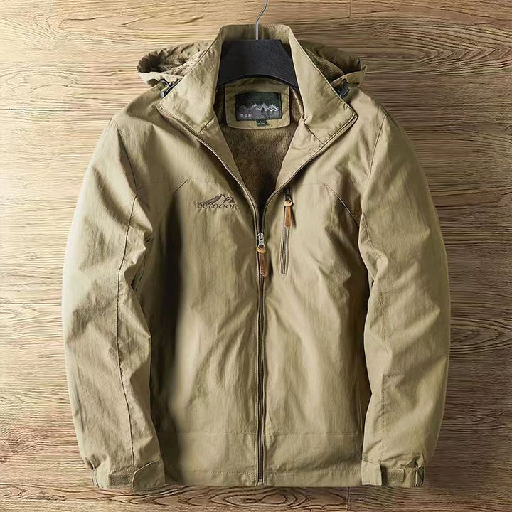Herren Regenjacke im klassischen Outdoor-Stil in Khaki