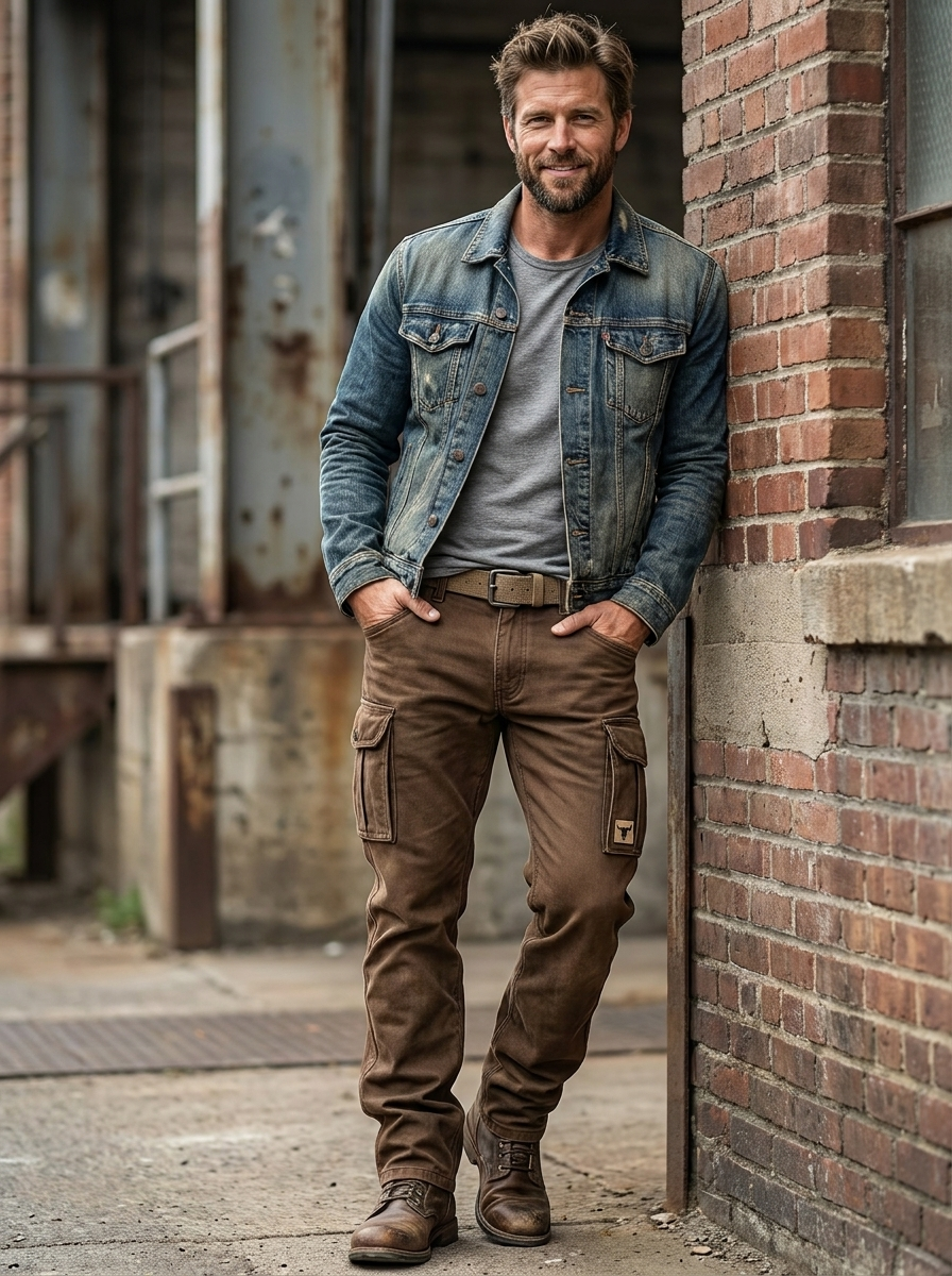 Herren robuste Cargo-Hose für Outdoor-Abenteuer in Braun