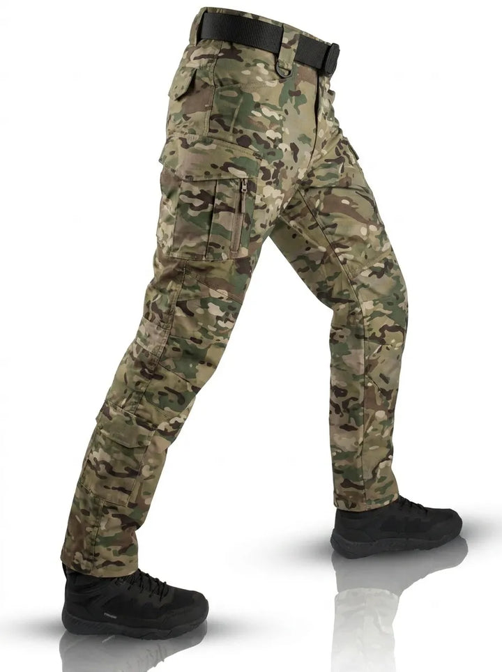 Herren Robuste Outdoor-Hose mit Taschensystem in Armeegrün