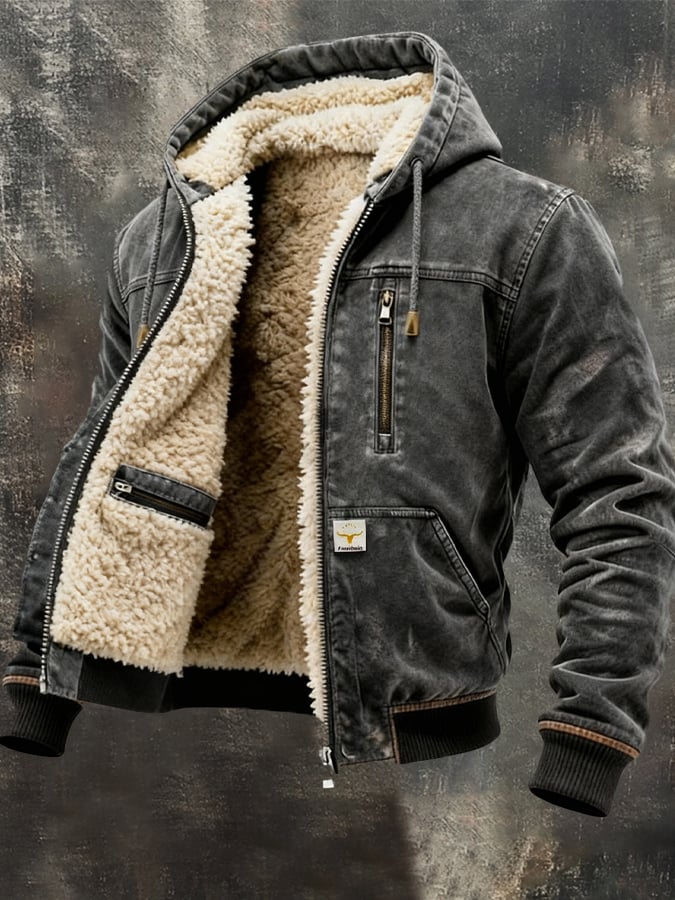 Herren Sherpa Thermojacke im Vintage-Stil