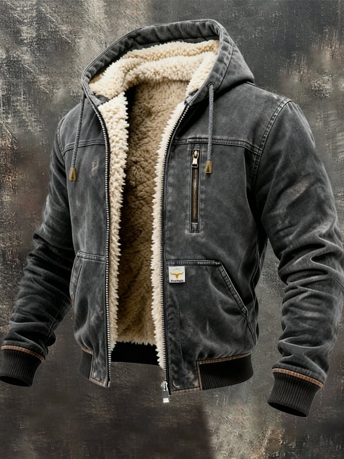 Herren Sherpa Thermojacke im Vintage-Stil (2)