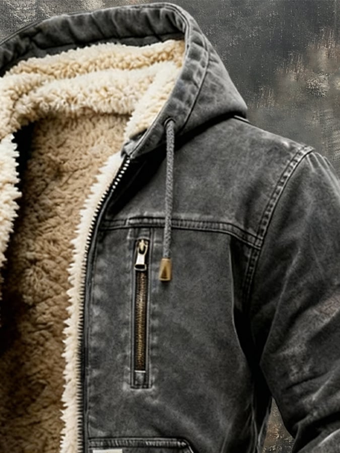 Herren Sherpa Thermojacke im Vintage-Stil (3)