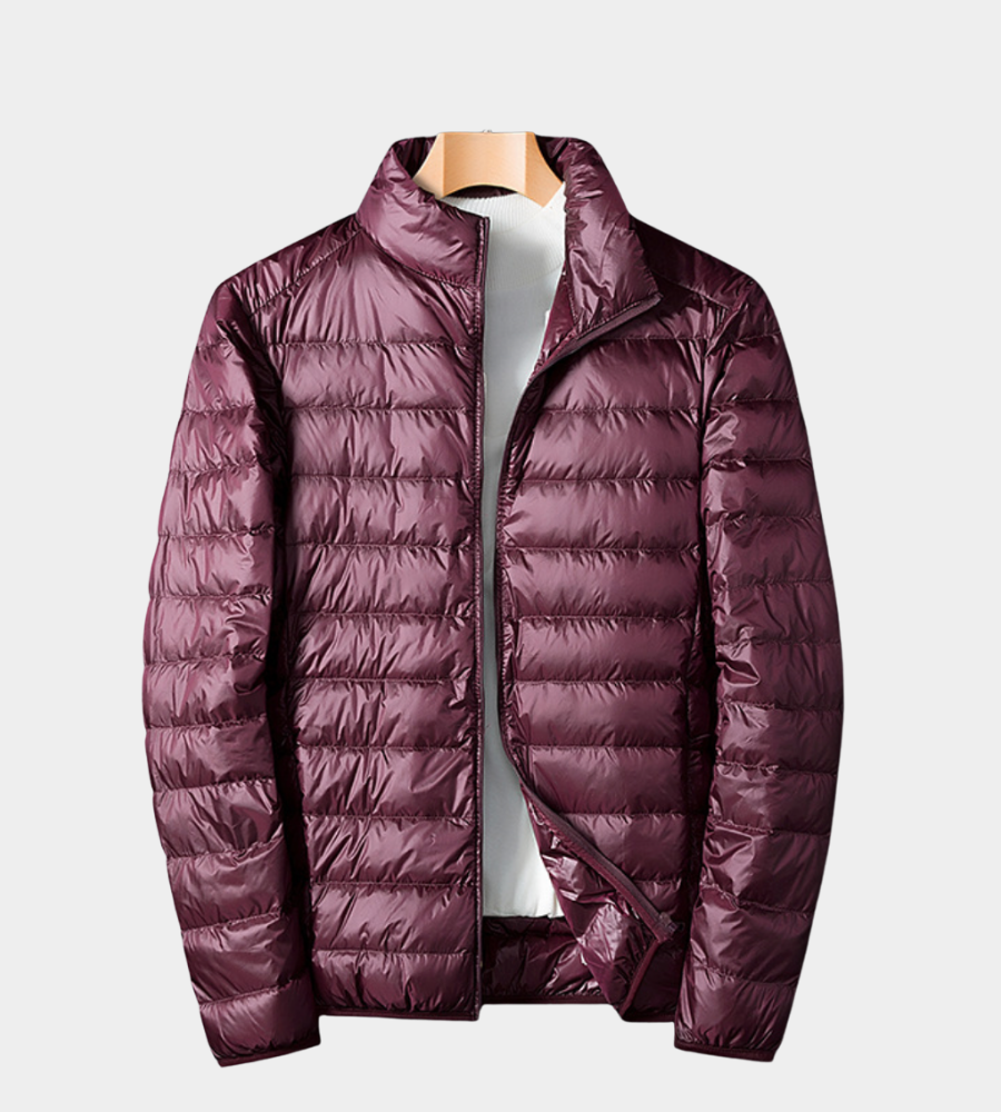 Herren Steppjacke mit Windschutz für Herbst in Bordeaux