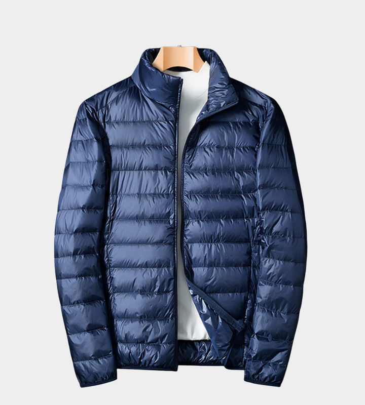 Herren Steppjacke mit Windschutz für Herbst in Dunkelblau