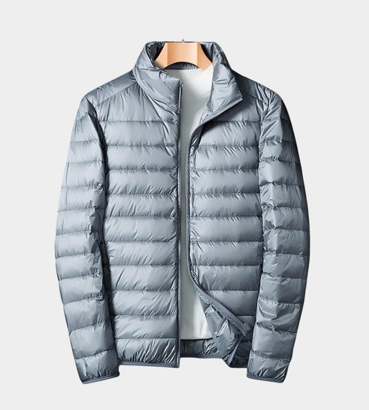 Herren Steppjacke mit Windschutz für Herbst in Grau