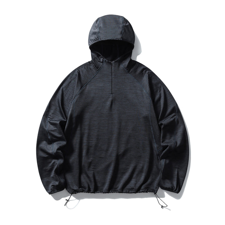 Herren Strickpullover Half-Zip für Alltag und Sport in Tiefnacht-Schwarz