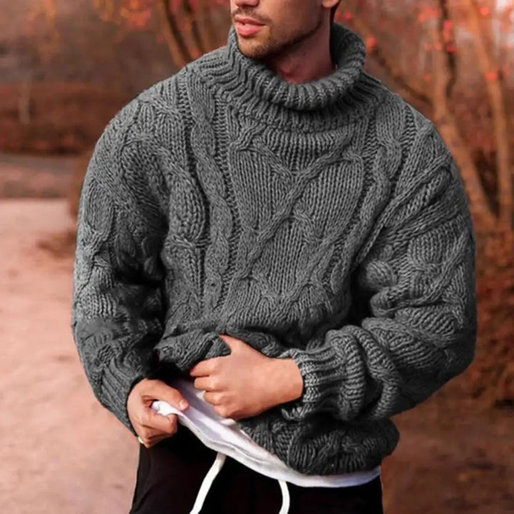 Herren Strickpullover mit Rollkragen für Herbst in Grau