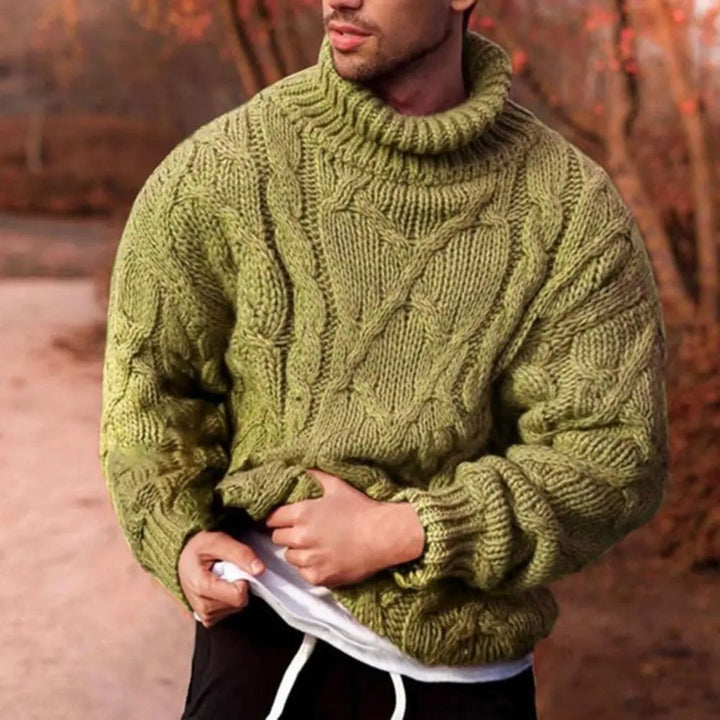 Herren Strickpullover mit Rollkragen für Herbst in Grün