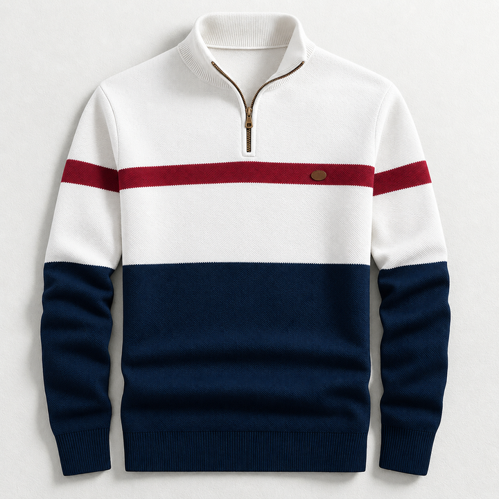 Herren Strickpullover zum Layern für Herbst in Marineblau Weiß