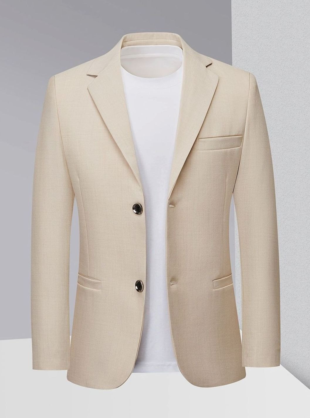 Herren Strukturierte Blazer-Jacke mit Revers-Kragen (7)