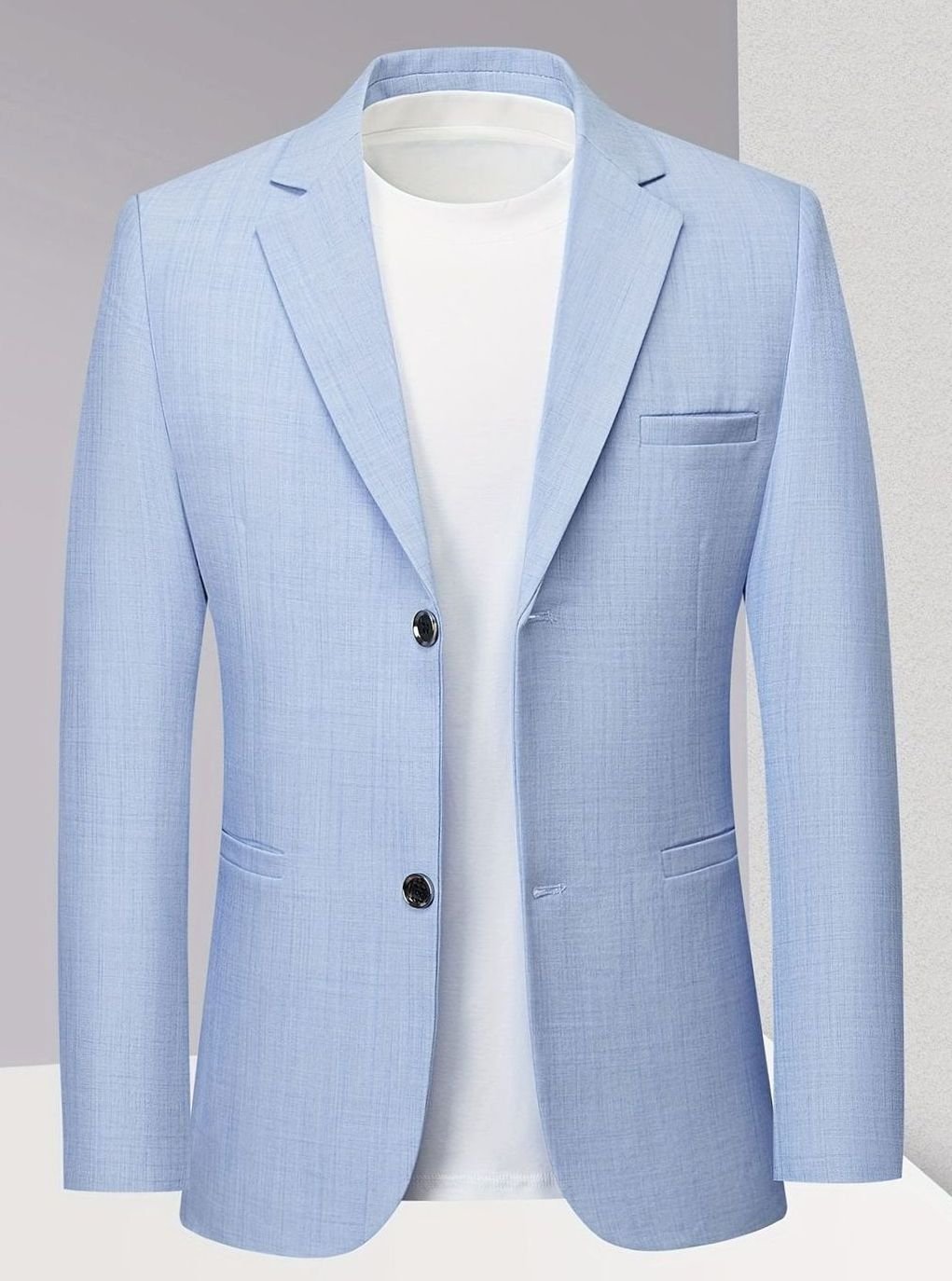 Herren Strukturierte Blazer-Jacke mit Revers-Kragen (9)