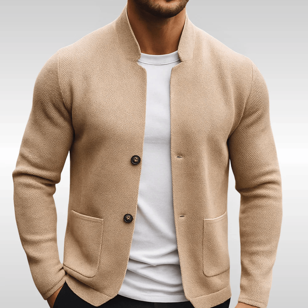Herren Strukturierte Strickjacke im Herbst in Beige