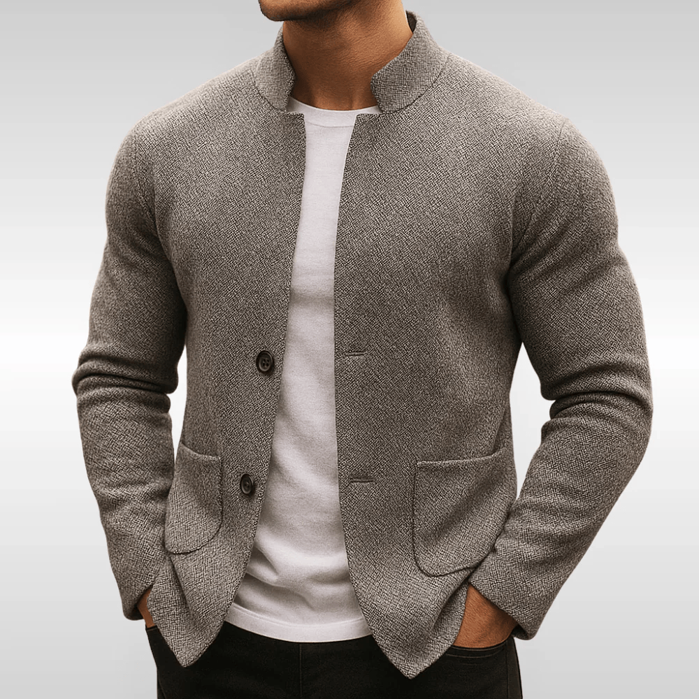 Herren Strukturierte Strickjacke im Herbst in Grau