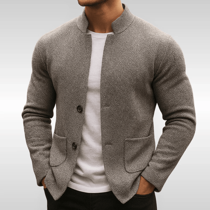 Herren Strukturierte Strickjacke im Herbst in Grau