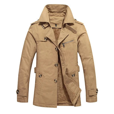 Herren Trench-Jacke gepolstert klassischer Schnitt in Beige