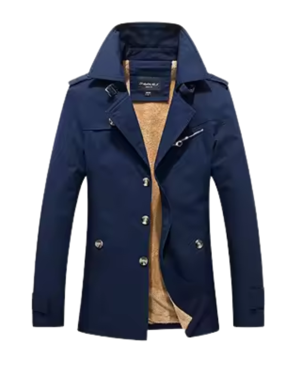 Herren Trench-Jacke gepolstert klassischer Schnitt in Dunkelblau