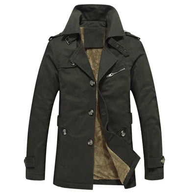Herren Trench-Jacke gepolstert klassischer Schnitt in Grün
