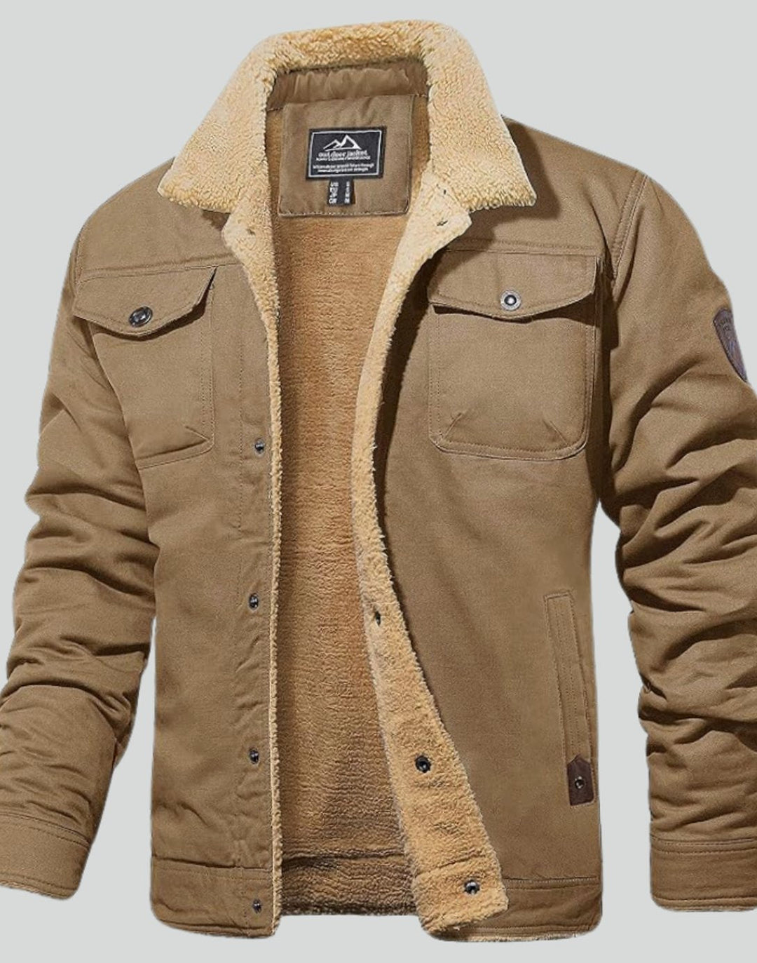 Herren Übergangsjacke aus Canvas mit Sherpa-Fütterung
