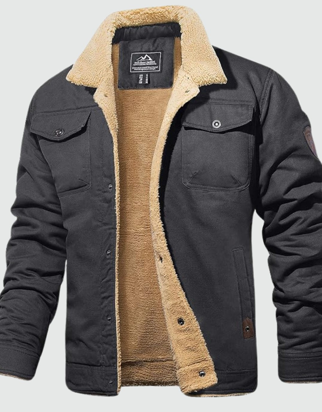 Herren Übergangsjacke aus Canvas mit Sherpa-Fütterung (10)