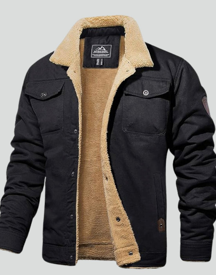 Herren Übergangsjacke aus Canvas mit Sherpa-Fütterung (12)