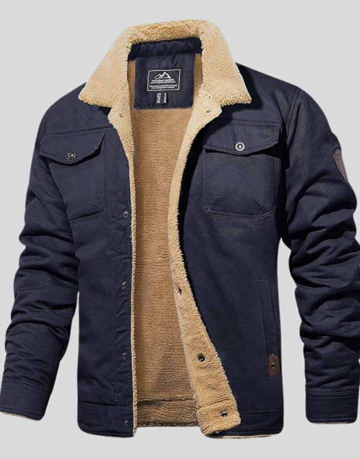 Herren Übergangsjacke aus Canvas mit Sherpa-Fütterung (6)