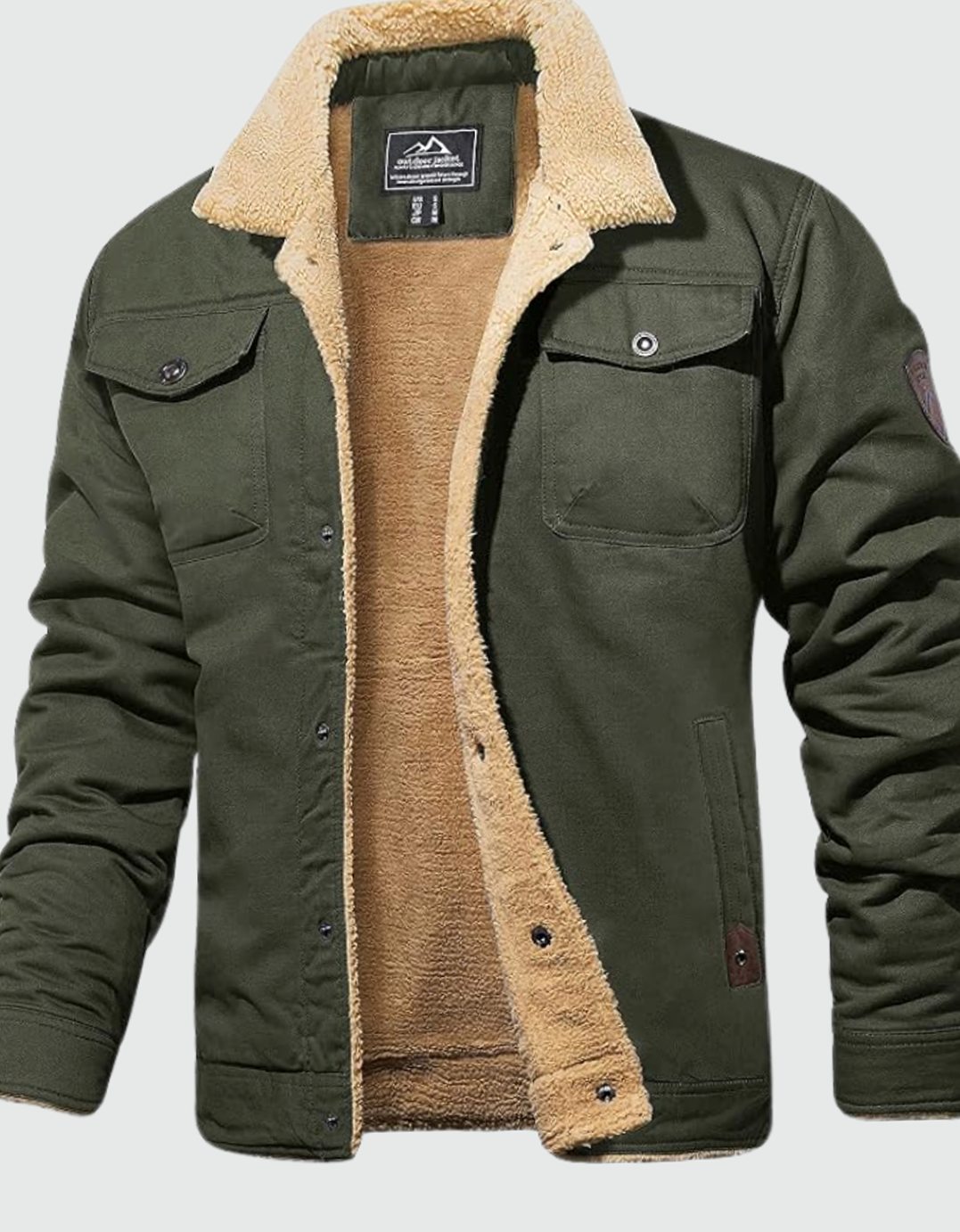 Herren Übergangsjacke aus Canvas mit Sherpa-Fütterung (8)