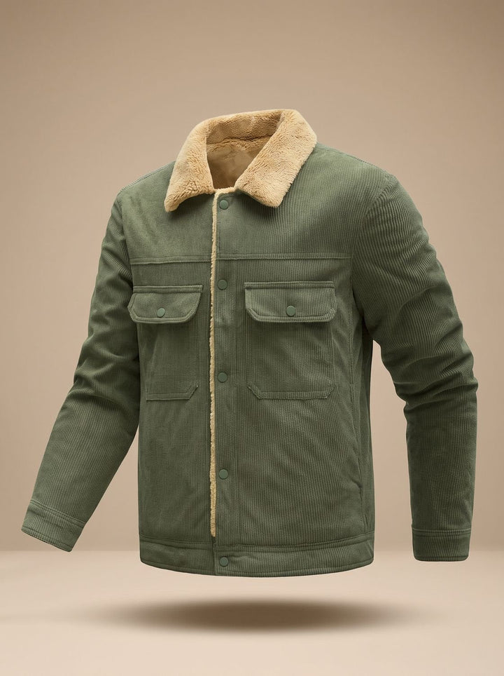 Herren Übergangsjacke aus Cord mit Sherpa-Futter
