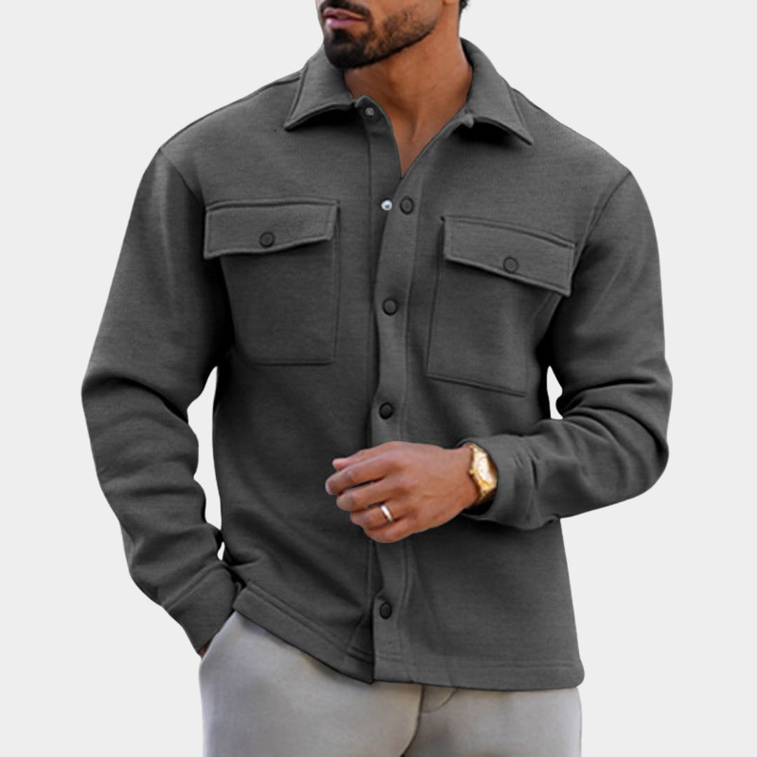 Herren Übergangsjacke aus Fleece im Workwear-Look in Grau