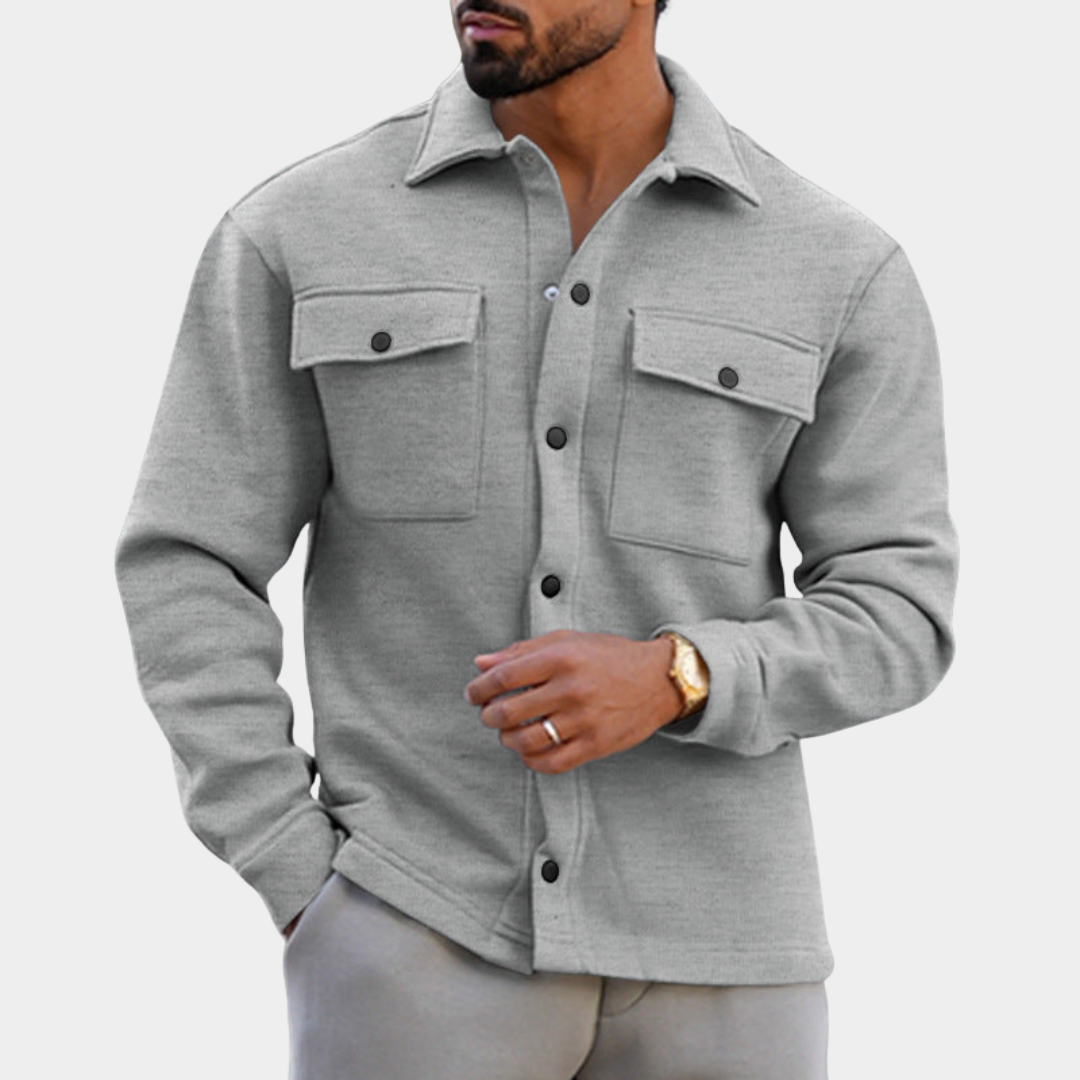 Herren Übergangsjacke aus Fleece im Workwear-Look in Hellgrau