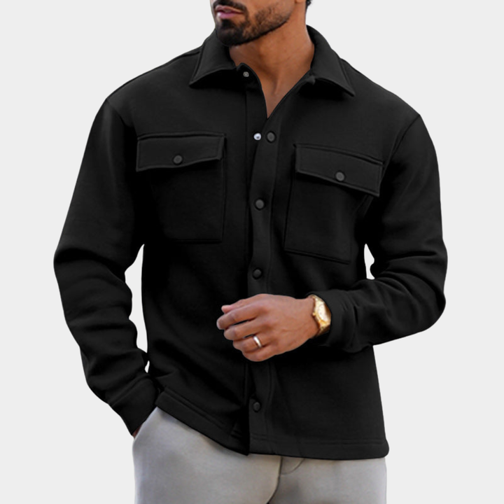 Herren Übergangsjacke aus Fleece im Workwear-Look in Schwarz