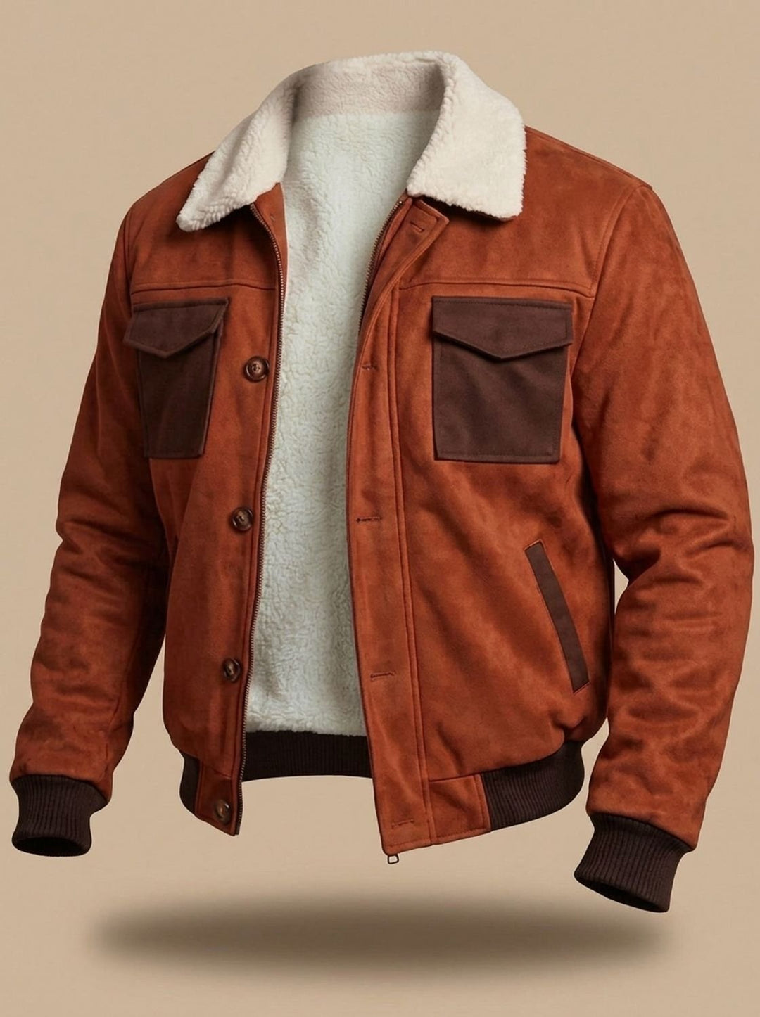 Herren Übergangsjacke aus Vintage-Wildleder mit Sherpa-Kragen (5)