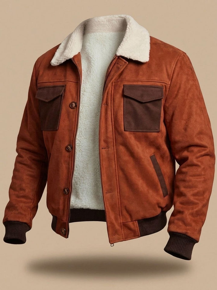 Herren Übergangsjacke aus Vintage-Wildleder mit Sherpa-Kragen (5)