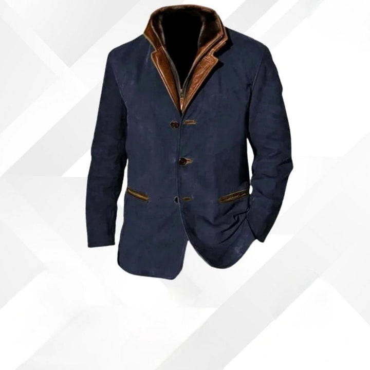 Herren Übergangsjacke aus Wildleder mit Kontrastdetails in Dunkelblau