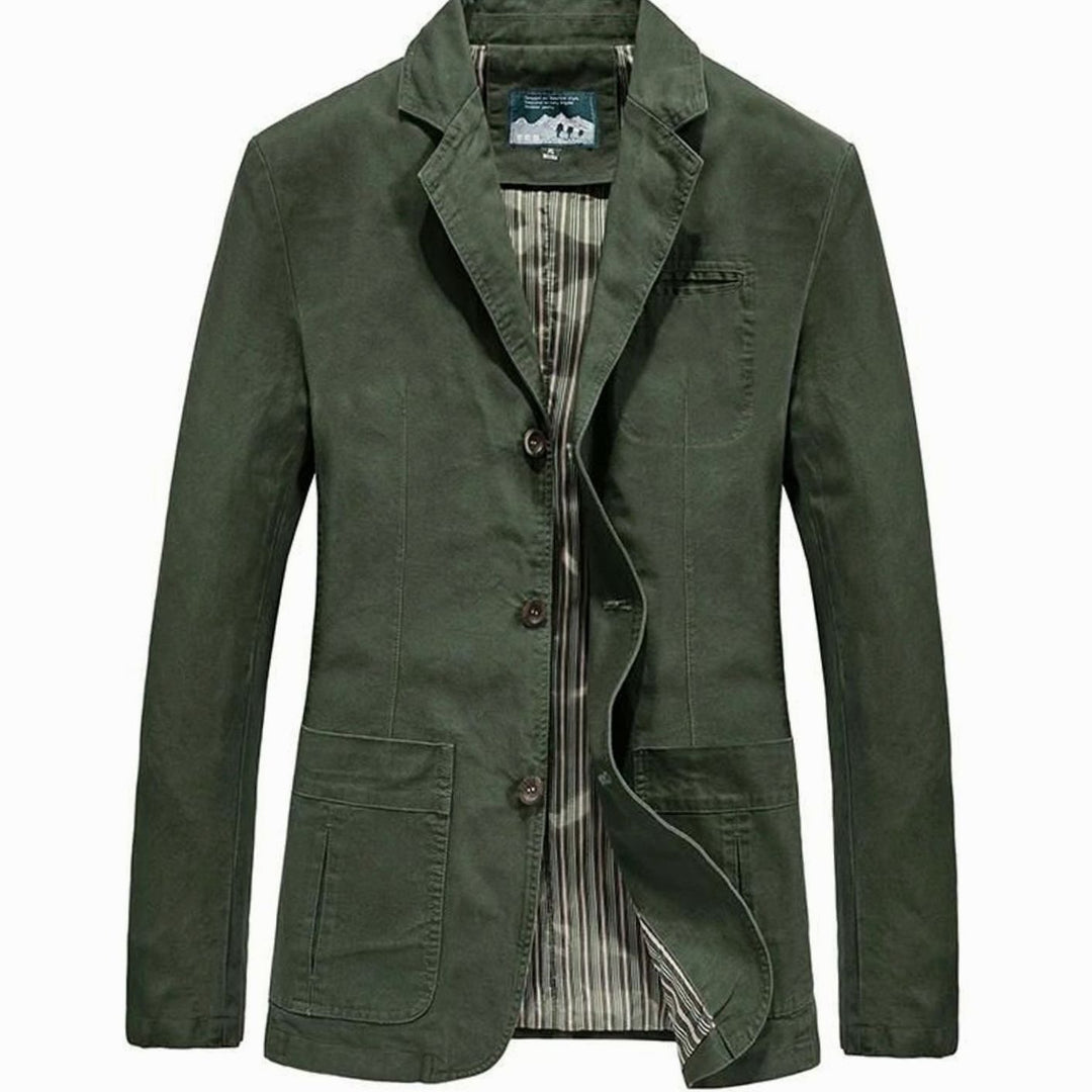 Herren Übergangsjacke im Blazer-Stil aus Baumwolle in Army Green
