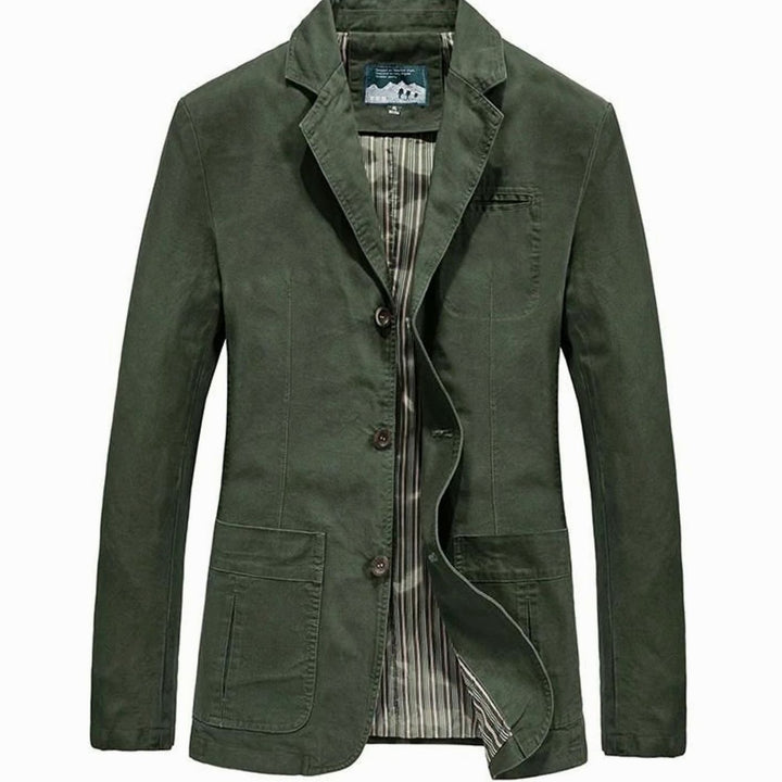 Herren Übergangsjacke im Blazer-Stil aus Baumwolle in Army Green