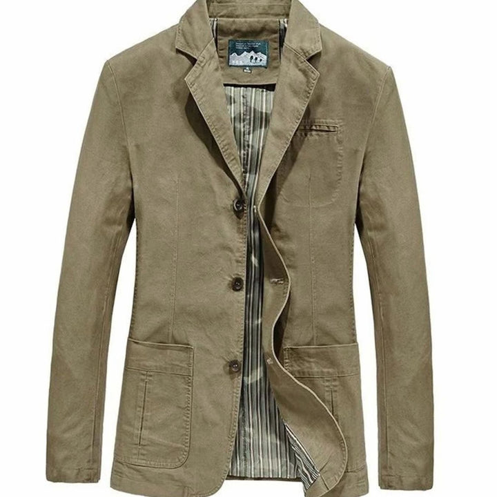 Herren Übergangsjacke im Blazer-Stil aus Baumwolle in Khaki