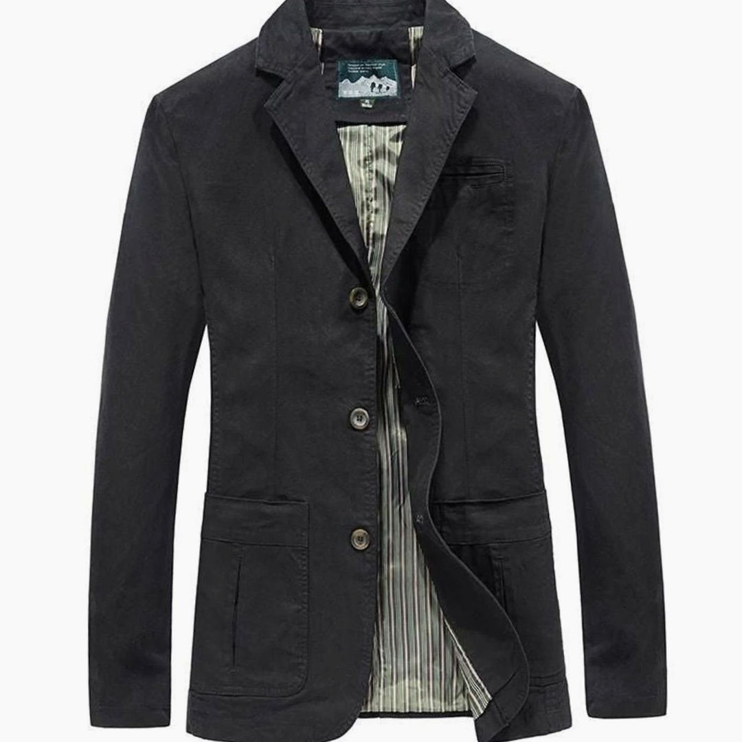 Herren Übergangsjacke im Blazer-Stil aus Baumwolle in Schwarz