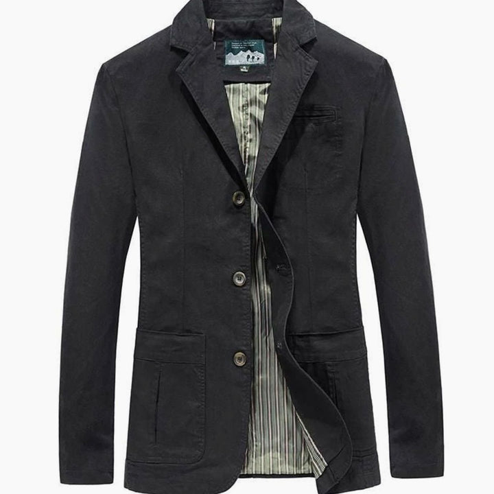 Herren Übergangsjacke im Blazer-Stil aus Baumwolle in Schwarz