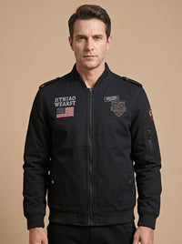 Simon | Herren Übergangsjacke im Bomber-Schnitt mit Military-Patches