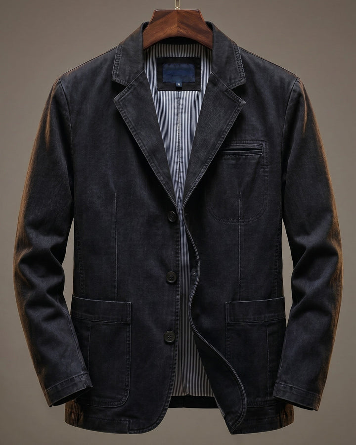 Herren Übergangsjacke im klassischen tailorierten Stil in Schwarz