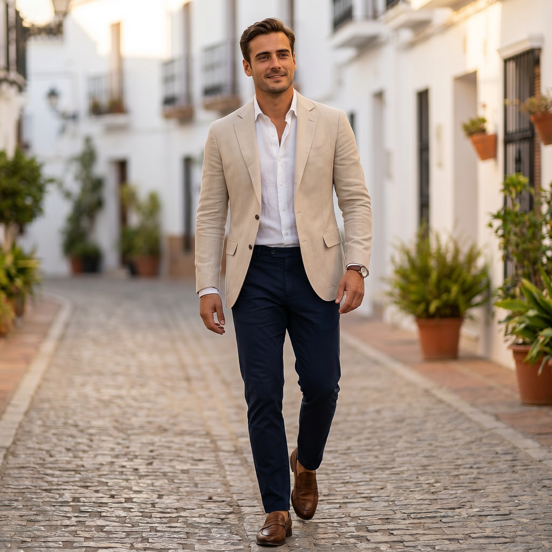 Herren Übergangsjacke im Smart-Casual Stil in Beige 1