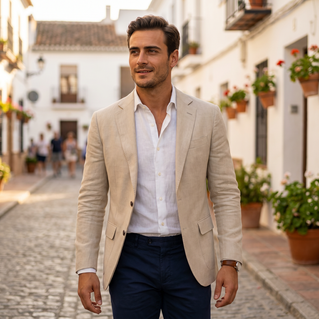 Herren Übergangsjacke im Smart-Casual Stil in Beige 2