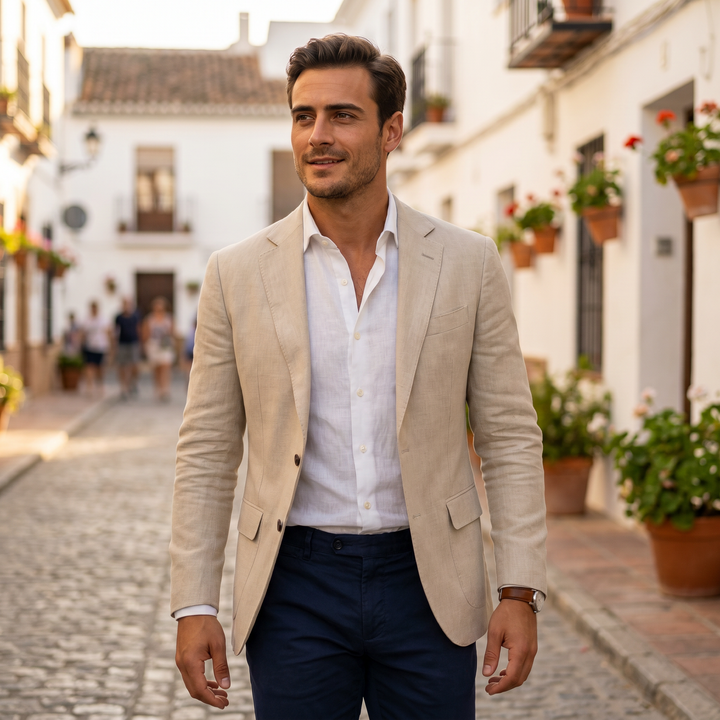 Herren Übergangsjacke im Smart-Casual Stil in Beige 2