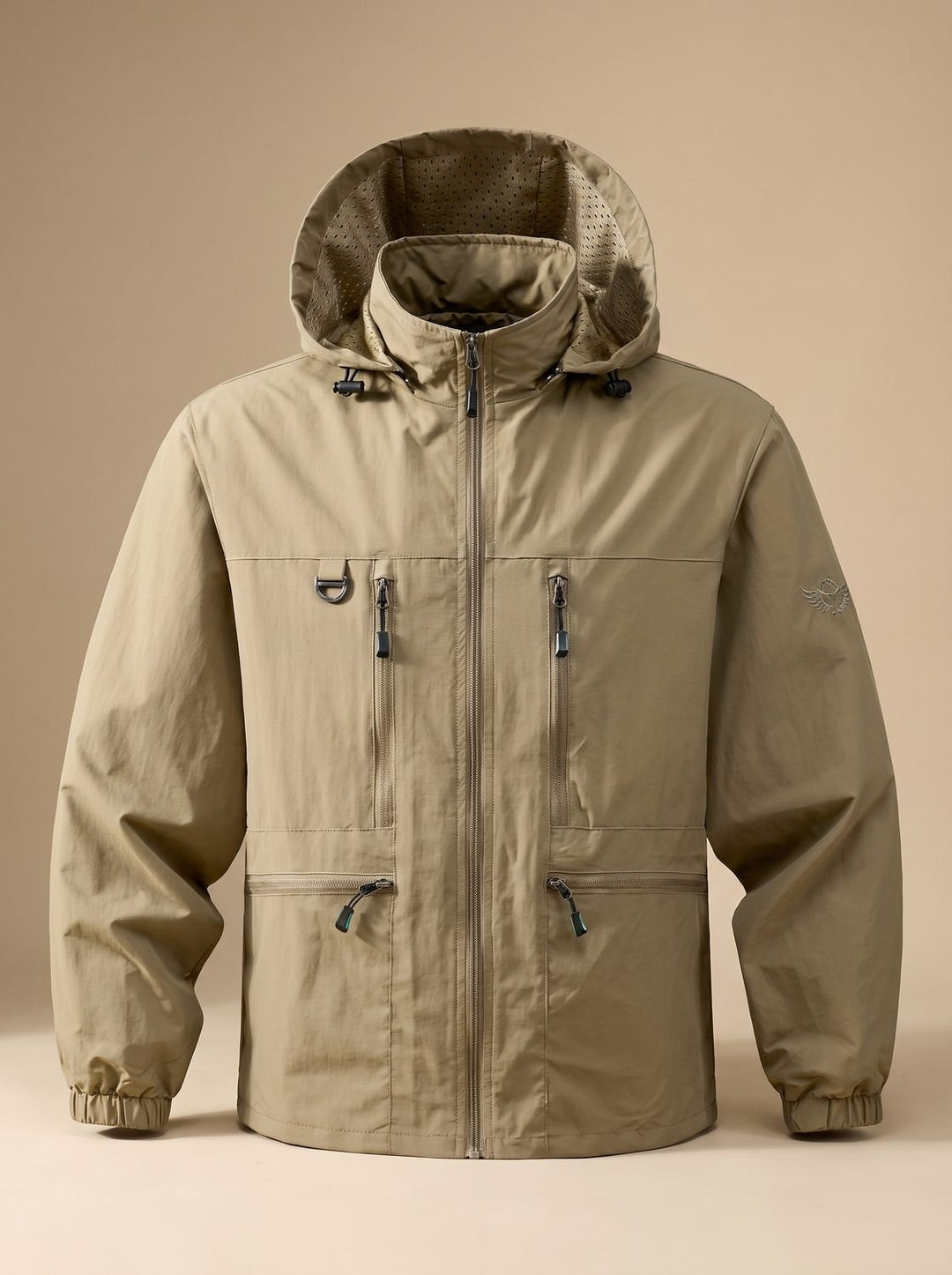 Herren Übergangsjacke mit Kapuze für variables Wetter in Khaki