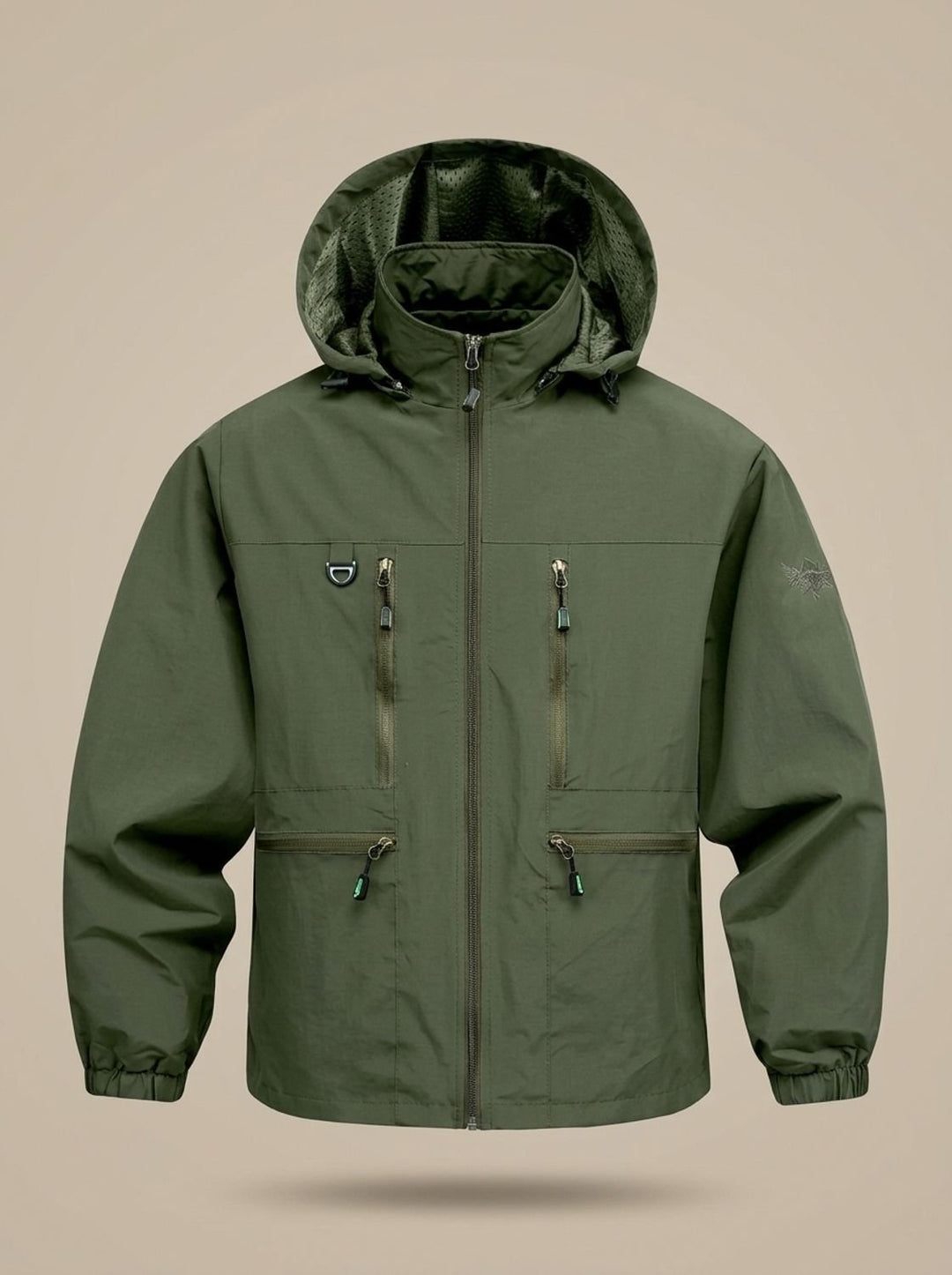 Herren Übergangsjacke mit Kapuze für variables Wetter in Military Green