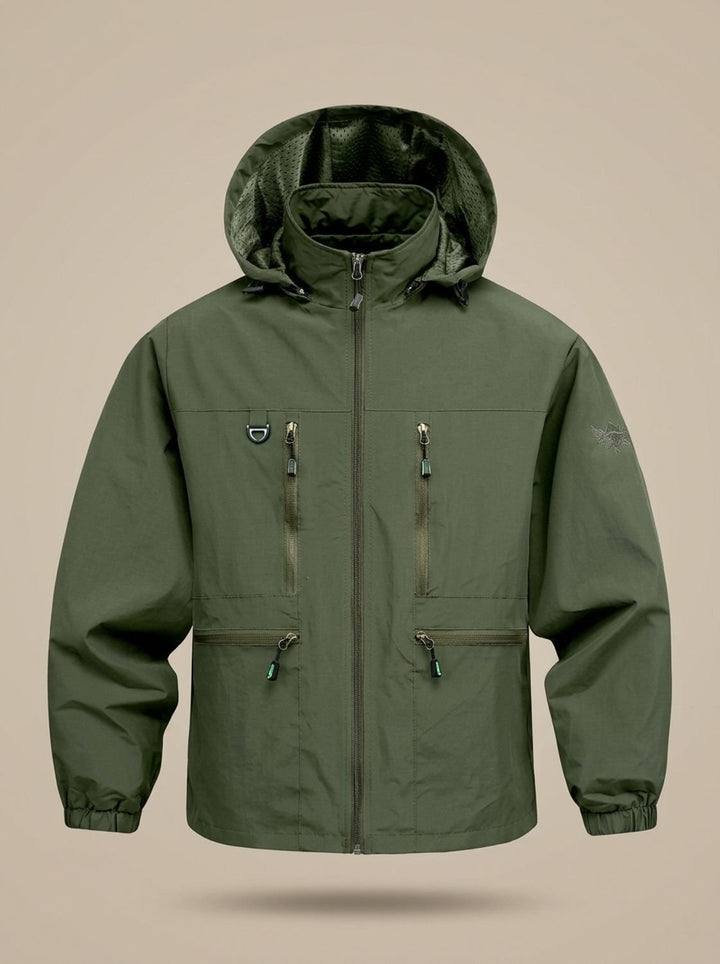 Herren Übergangsjacke mit Kapuze für variables Wetter in Military Green
