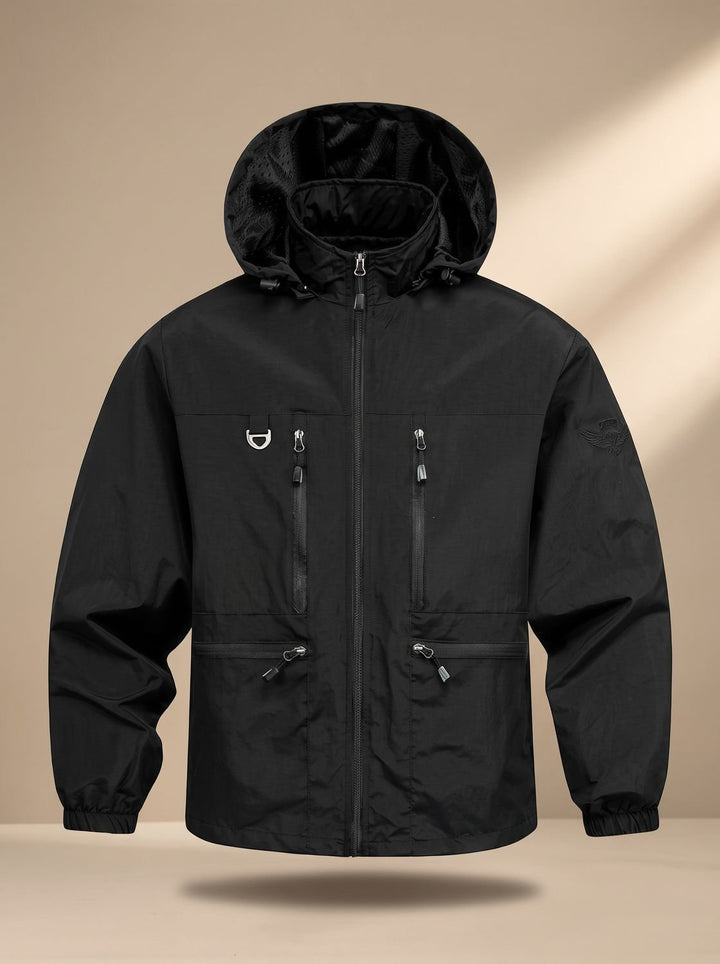 Herren Übergangsjacke mit Kapuze für variables Wetter in Schwarz