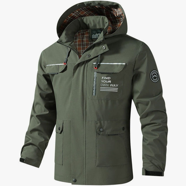 Herren Übergangsjacke mit Kapuze für Wanderungen in Olijfgroen